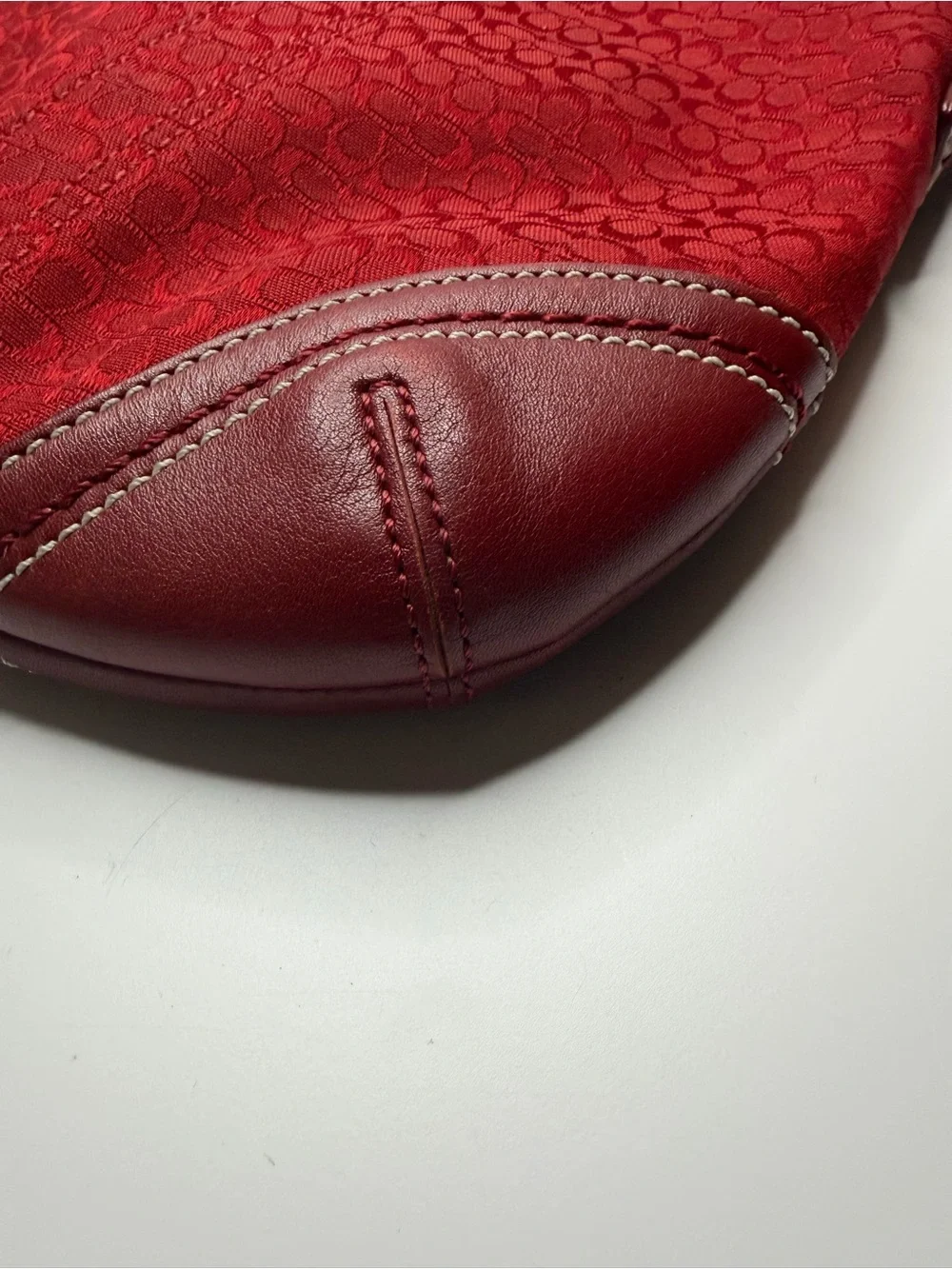 vintage Y2K Coach Soho Cherry Red Signature Canvas and Leather crossbody bag